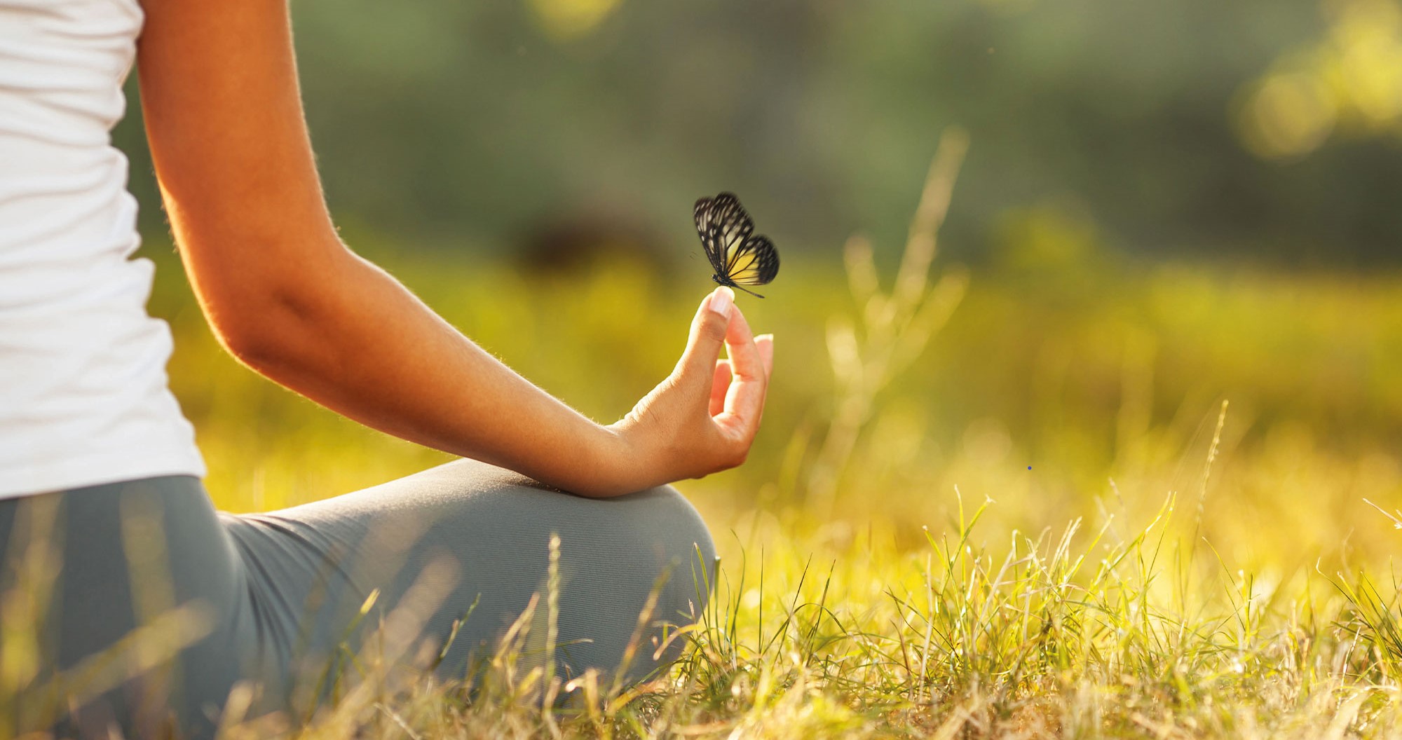 Yoga sitzend mit Schmetterling